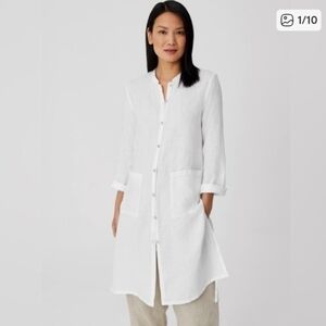 Eileen Fisher Ivory Button-Front Tunic